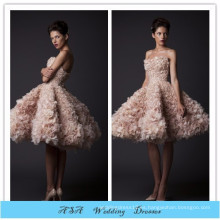 Sexy hot rosa claro y blanco vestido de boda flores islámicas hasta la rodilla vestido de novia de playa 2015 (YASA-2093)